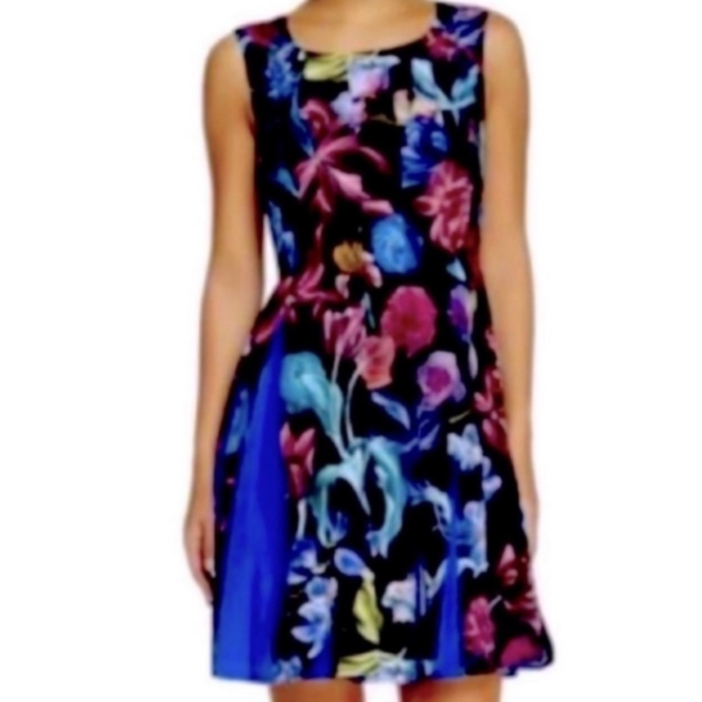 TED BAKER EDELFI PLEATED FLORAL SKATER DRESS SZ US 6 OR TED SZ 2 - Picture 1 of 5